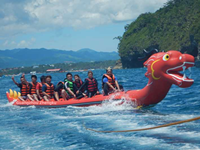 Nouveau design gonflable eau remorquable jouet dragon bateau banane bateau pour les sports nautiques d'été