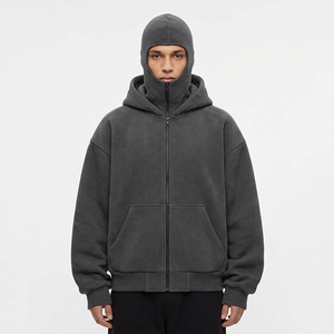 Cagoule d'hiver 2025 à double capuche, personnalisable avec logo, fermeture éclair, masque ninja, cagoule à fermeture éclair de haute qualité pour homme - Product Image 1