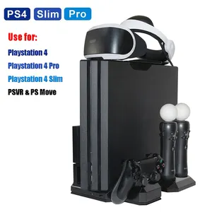 Untuk PS4 Berdiri Berdiri Vertikal untuk PS4 Cooler dengan Dual Pengisian Dock Station untuk PS Move Controller Multi-Fungsi tuan Rumah Dasar