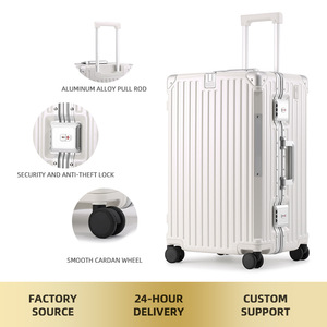 Valise à roulettes en aluminium 32 pouces avec double port USB, bagage cabine avec serrure <span class=keywords><strong>TSA</strong></span>, antivol, roues universelles et porte-gobelet - Product Image 1