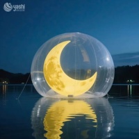 Ballon gonflable personnalisé de lune rougeoyante pour la scène de visite nocturne de la mi-automne et l'installation artistique