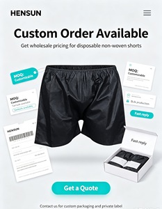 Sous-vêtements jetables pour hommes hensun, boxers en polyester noirs, rangement facile pour hôtel, spa, salon - Product Image 3