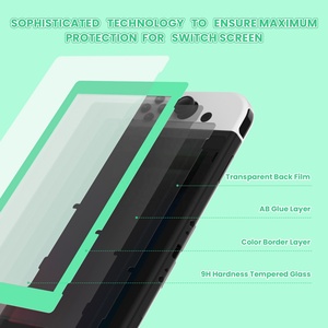 EXtremeRate Film protecteur de bordure coloré en verre trempé HD pour console Nintendo Switch - Product Image 1