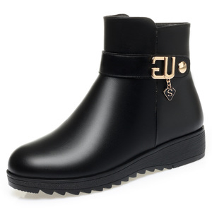 Inverno in morbido cotone di alta qualità con fondo spesso Casual di grandi dimensioni zeppa <span class=keywords><strong>tacco</strong></span> alto caldo antiscivolo da <span class=keywords><strong>donna</strong></span> stivaletti da <span class=keywords><strong>donna</strong></span> - Product Image 1