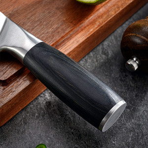 Cuchillo de cocina con punta de acero, mango de madera blanco y negro, cuchillo de acero de fabricación alemana, ultraafilado y de corte preciso. - Product Image 2