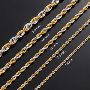 Chaîne en acier inoxydable torsadée couleur or/argent pour homme, largeur 2,3 mm/3 mm/4 mm/5 mm/6 mm, longueur 16 à 30 pouces - Product Image 3