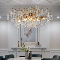 Lustre moderne en cristal grands lustres de luxe en or pour villa salon lampe goutte d'eau