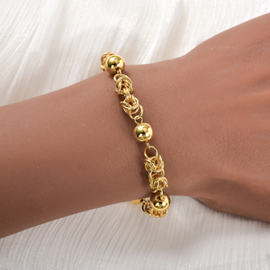 Pulsera de pareja unisex de acero inoxidable con eslabones entrelazados de cuentas redondas lisas y pulidas de lujo, resistente al deslustre y a los arañazos, fabricada en China. - Product Image 2