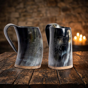 Ensemble de tasses artisanales rondes en corne de buffle, de qualité supérieure, de style viking, modernes, étanches, avec poignée robuste, design classique et standard. - Product Image 3