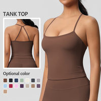 Soutien-gorge de sport long brossé double face uni à dos ajusté pour femme, idéal pour la course, le fitness et le yoga
