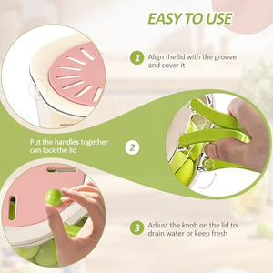 2026 Coladores y Escurridores de Plástico Multifuncionales 2 en 1 para Lavar Frutas y Verduras con Cesta de Drenaje - Product Image 5