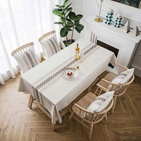 Nappe sur mesure moderne et simple avec broderie de feuilles, rectangulaire, style ferme, pour la décoration de table de cuisine et de salle à manger
