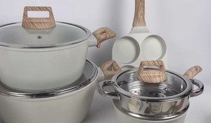 Conjunto de Panelas Antiaderentes Ecológicas 21 Peças com Revestimento de Pedra Granito Branco, Panelas de 28cm, 24cm, 20cm, 18cm e Frigideiras de 28cm, 24cm com Cesto para Cozer a Vapor - Product Image 3