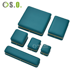 Green Pu Jewelry <b>Box</b> With Gold Border Custom Logo For Wholesale Jewelry In Stock Packaging And <b>Gifts</b> - Product Image 2