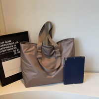 Sac fourre-tout en nylon décontracté de grande capacité avec logo personnalisé pour femmes, sac de shopping léger à porter à la main pour les trajets quotidiens