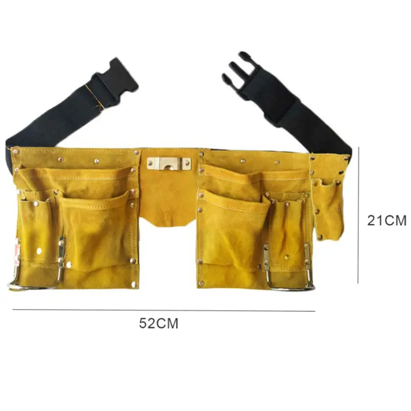 BSCI factory custom logo OEM Heavy Duty quick release work construction carpenter leather tool belt