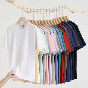 Solona erkek rahat yaz kısa kollu T-Shirt 240g buz gibi üç iğne ağır saf renk sağ omuz forması katı