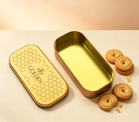 Boîte en métal personnalisée pour l'emballage de thé, café, gâteaux, bonbons, biscuits, chocolat, avec impression dorée, formes carrées, rondes et rectangulaires