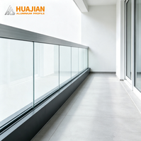Rampe en verre pour clôture en aluminium sur mesure, balustrade moderne en verre trempé pour projets de balcon, escalier et terrasse