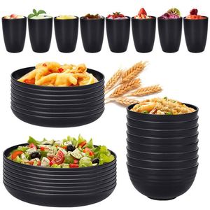 16PCS BPA Free College Dorm <b>Dinnerware</b> Dishes Kitchen Wheat Straw Plates and Bowls <b>Dinnerware</b> Sets - Product Image 3
