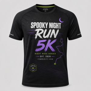 Camiseta para Carrera Nocturna de Halloween, 5K, Ropa Personalizada para Eventos de Carrera - Product Image 1