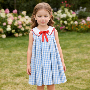 Robes d'été sans manches pour filles, 100% coton, haute qualité, vente en gros, col brodé, robes pour bébés, vêtements pour filles de 3 ans - Product Image 1