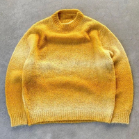 Pull en mohair pour homme avec logo personnalisé, col rond, tricot rayé, pull décontracté à manches longues, pull en mohair tricoté pour l'hiver