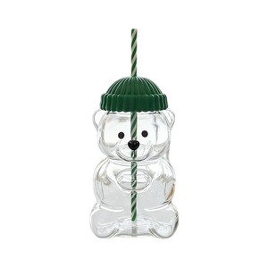 Gobelet en verre en forme d'ours avec paille, grande capacité, compatible micro-ondes, cadeau de fête - Product Image 5