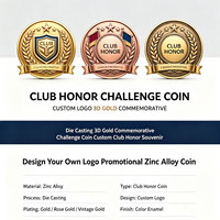 Concevez votre propre logo promotionnel, pièce de monnaie commémorative 3D en alliage de zinc moulé sous pression, or, pièce de monnaie de défi personnalisée, souvenir d'honneur de club