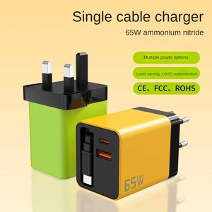 Chargeur USB-C 80W au <span class=keywords><strong>Nitrure</strong></span> <span class=keywords><strong>de</strong></span> <span class=keywords><strong>Gallium</strong></span> compatible UE/US/UK 3.0, charge rapide, câble rétractable, chargeur <span class=keywords><strong>de</strong></span> voyage avec câble <span class=keywords><strong>de</strong></span> données dissimulé - Product Image 3