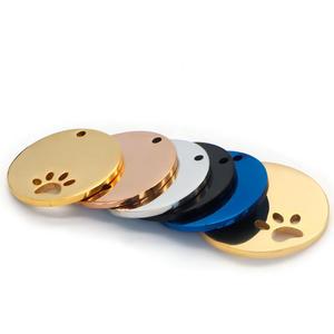 Etiqueta de nombre de identificación de Mascota de 2,5/3 CM, pata de perro calada interior redonda, acero inoxidable, grabado personalizado, placa de identificación de gato, colgante, joyería - Product Image 4