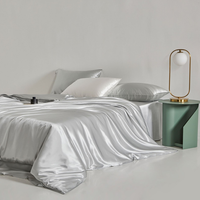 Parure de lit en soie satinée de luxe, taie d'oreiller en soie de mûrier pur, housse de couette en soie, draps en soie, certifiés Oeko-Tex