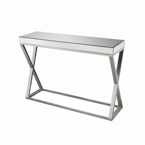 Table console en métal Meubles en métal de forme rectangulaire couleur or rose Cadre à base en métal Plateau en marbre Plateau en verre Meilleure vente chaude - Product Image 1