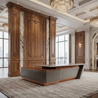 Table de direction Elite en bois de placage naturel avec peinture à base d'eau et finition cristal, mobilier de bureau exécutif en MDF E1