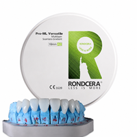 Bloc de zircone monolithique polyvalent Rondcera ISO 13485, contour complet pour la restauration de couronnes postérieures dentaires CAD/CAM