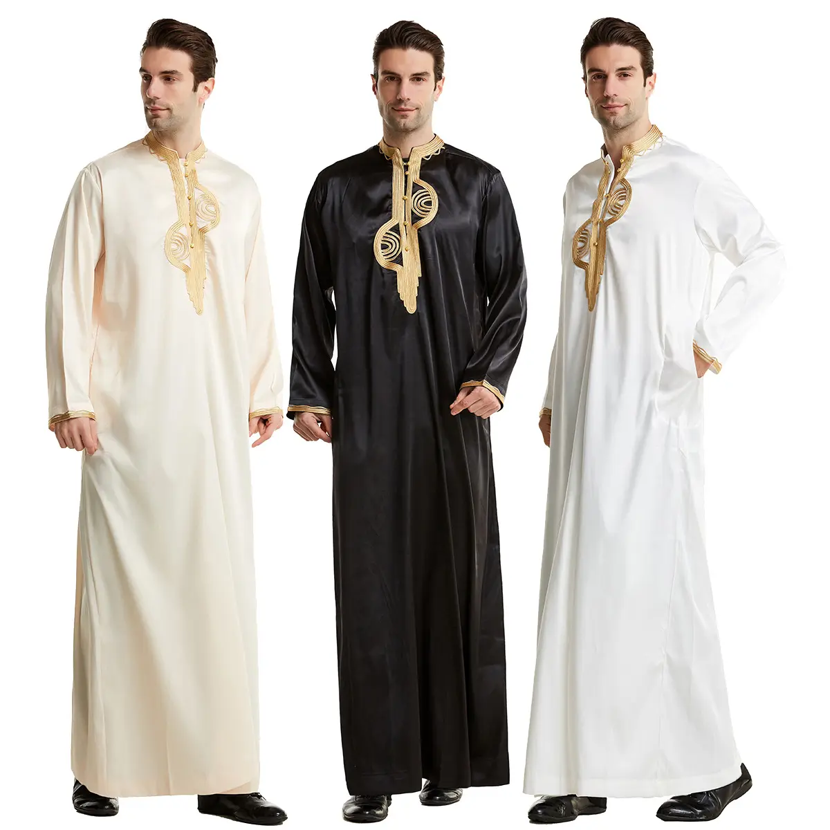 Haute qualité 2023 broderie abaya turquie inde hommes abaya longues robes islamiques thobe musulman africain