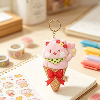 Porte-clés en peluche chat crème glacée personnalisé, léger, breloque de sac, pendentif pour cadeau souvenir, pour acheteurs en gros