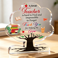 Bloc acrylique transparent personnalisé en forme de cœur, imprimé UV, cadeau de remise de diplôme pour enseignant, souvenir d'appréciation, thème minimaliste, pour bureau