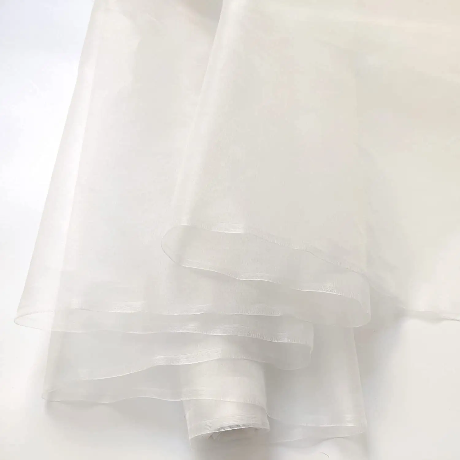 OEKO 114cm 100% Seide Tüll Stoff Plain Pure Silk Organza Stoff Natürliche weiße Gaze für die Hochzeit