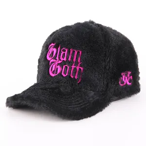 도매 사용자 정의 로고 디자이너 가짜 토끼 모피 5 패널 트럭 운전사 모자 겨울 모피 메쉬 트럭 운전사 모자 - Product Image 3