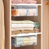 Boîte de rangement en plastique transparent à grilles pour armoire, tiroir, boîte de rangement, organisateur, sous-vêtements, chaussettes, vêtements
