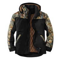 Veste de chasse d'hiver en plein air Veste en coton camouflage avec imprimé patchwork Veste à capuche à manches longues avec fermeture éclair Vêtements d'extérieur