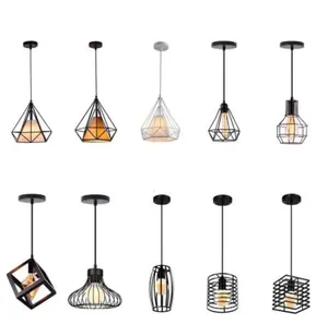 Lampes suspendues rétro en fer, plafonnier E27, éclairage moderne de bureau, lampes suspendues industrielles, éclairage d'intérieur