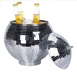 disco ball Round Tabletop KTV disco christmas mirror Ice Bucket shining Ice Cooler Champagne bucket 6.5L insulating icebucket