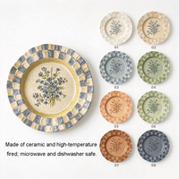 Assiettes à dîner en céramique irrégulières avec logo personnalisé, design créatif à motifs floraux, vaisselle en porcelaine de style nordique pour usage en restaurant