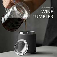 Gobelet isotherme en acier inoxydable à double paroi 304 de 12 oz avec couvercle, personnalisable avec logo, pour le vin, le café, les voyages et le bureau