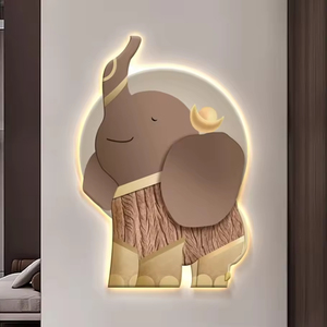 Vente en gros de divers styles de peintures murales décoratives lumineuses d'art animé sur le thème de l'éléphant pour la décoration intérieure - Product Image 4