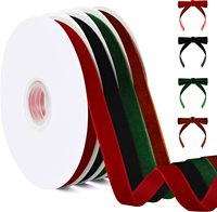 Ruban en velours rouge double face de 10 mm pour emballage de Noël DIY, couleur personnalisée, rouleau de ruban 100% polyester