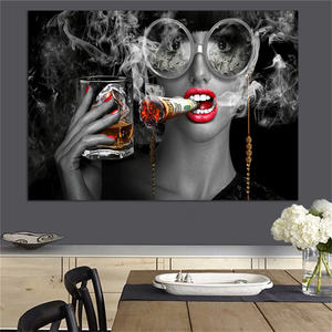 Dollars Wall Art Pictures Modern Black Smoking Girl Posters sur toile Impressions Peinture sur toile Quadro <span class=keywords><strong>D</strong></span>écoration Home Decor Art - Product Image 1