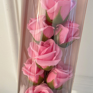 Nouveau design Savon de Noël fait main, bouquet de fleurs simulées en forme de seau dans un tube en papier rond <span class=keywords><strong>long</strong></span>, boîte de fleurs préservées - Product Image 4